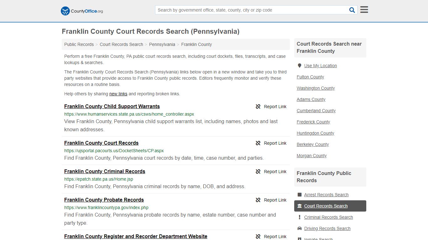 Court Records Search - Franklin County, PA (Adoptions ...